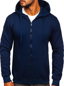 Sweat-shirt bleu foncé zippé à capuche pour homme Bolf 2008