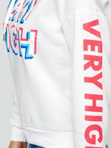Sweat-shirt imprimé à capuche pour femme blanc Bolf 26012