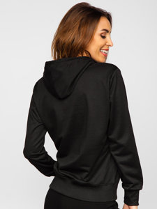 Sweat-shirt imprimé à capuche pour femme noir Bolf HL9261