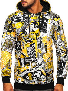 Sweat-shirt imprimé à capuche pour homme jaune Bolf 141035