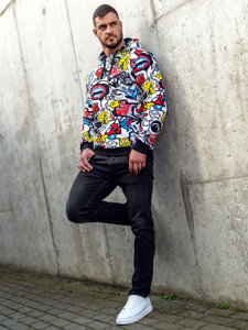 Sweat-shirt imprimé à capuche pour homme multicolore Bolf 141003