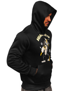 Sweat-shirt imprimé à capuche pour homme noir Bolf HM563