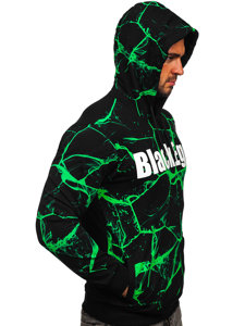 Sweat-shirt imprimé à capuche pour homme noir-vert Bolf 6453