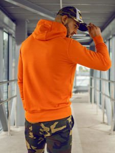 Sweat-shirt pour homme à capuche orange Bolf 1004