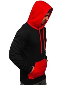 Sweat-shirt pour homme noir-rouge à capuche Bolf LM77001   