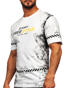 Tee-shirt en coton blanc avec imprimé pour homme Bolf 11003