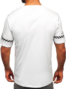 Tee-shirt en coton blanc avec imprimé pour homme Bolf 11003
