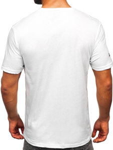 Tee-shirt en coton imprimé pour homme blanc Bolf 14738