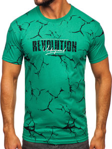 Tee-shirt en coton imprimé pour homme vert Bolf 14717