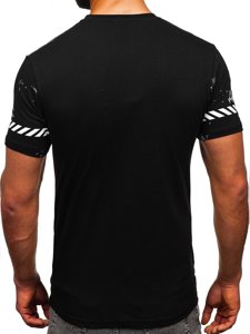 Tee-shirt en coton noir avec imprimé pour homme Bolf 11003