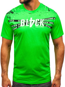 Tee-shirt en coton pour homme vert-néon Bolf 14722