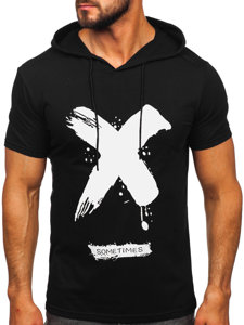 Tee-shirt imprimé à capuche pour homme noir Bolf 8T203