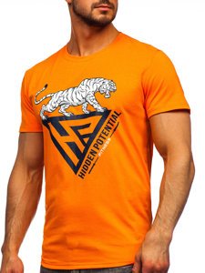 Tee-shirt orange avec imprimé pour homme Bolf Y70013
