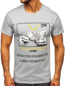 Tee-shirt pour homme avec imprimé gris Bolf KS2538 
