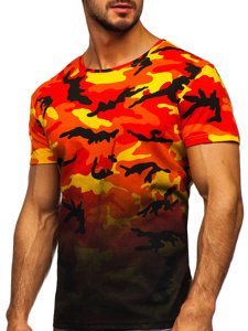 Tee-shirt pour homme orange avec imprimé camo Bolf S808  