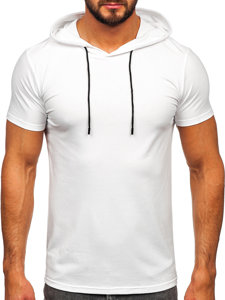 Tee-shirt sans imprimé à capuche pour homme blanc Bolf 8T957