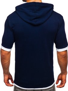 Tee-shirt sans imprimé bleu foncé pour homme Bolf 08