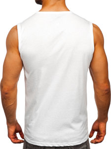 Tee-shirt tank top blanc avec imprimé Bolf 14820  