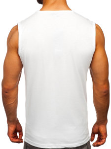 Tee-shirt tank top blanc avec imprimé Bolf 14823  
