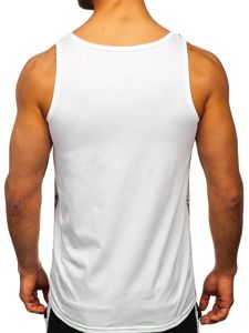 Tee-shirt tank top blanc avec imprimé Bolf SS11057