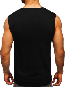 Tee-shirt tank top noir avec imprimé Bolf 14820  