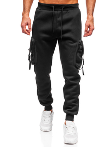 Homme Pantalon jogger cargo chaud Noir Bolf K23