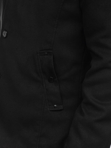 Manteau à boutonnage simple pour homme avec un col haut noir Bolf 8853