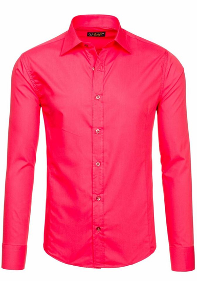 Chemise élégante corail à manches longues pour homme Bolf 1703