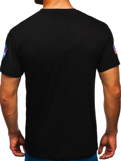 Tee-shirt en coton imprimé pour homme noir Bolf 14401