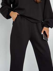 Ensemble de survêtement deux pièces femme avec capuche noir beurre Bolf 525