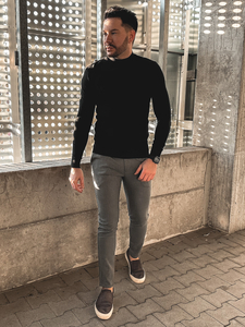 Pull à col roulé basic pour homme noir Bolf MMB603
