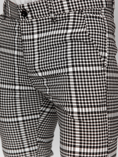Homme Pantalon élégant à carreaux Noir-Blanc Bolf 184147