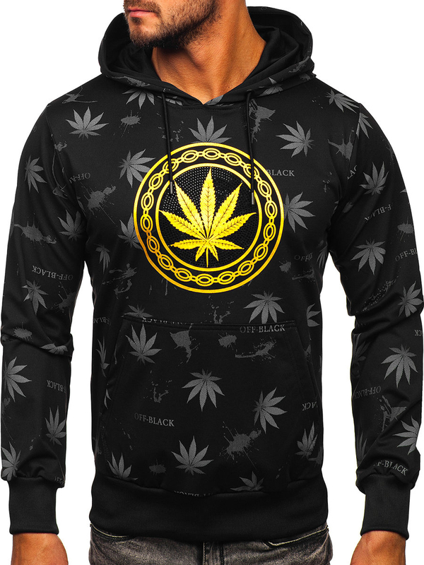 Sweat-shirt imprimé à capuche pour homme noir Bolf HM628