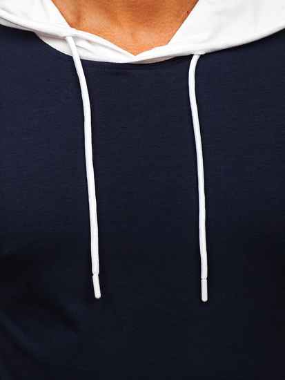 Tee-shirt uni à capuche pour homme bleu foncé Bolf 8T299