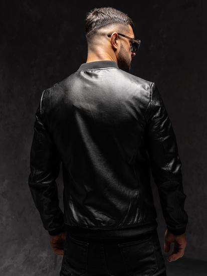 Homme Blouson bomber en cuir Noir Bolf 6803A1