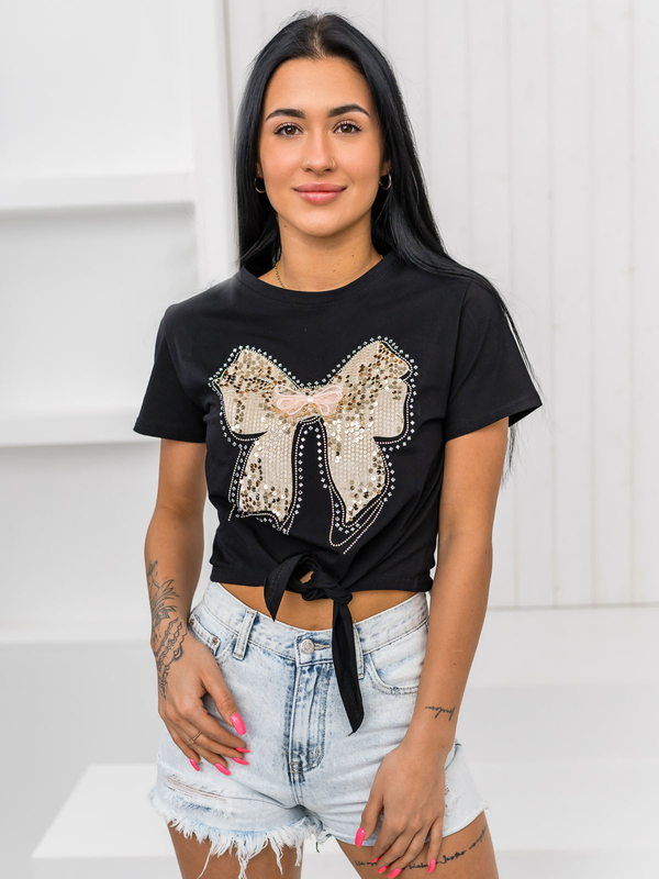 Femme T-shirt imprimé Noir Bolf 96T612