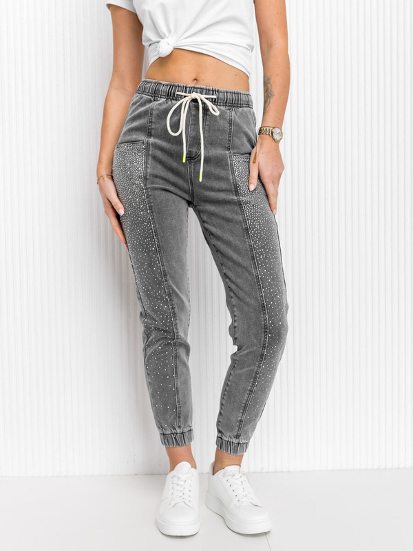 Pantalon en jean à séquins mom fit pour femme graphite Bolf BF108