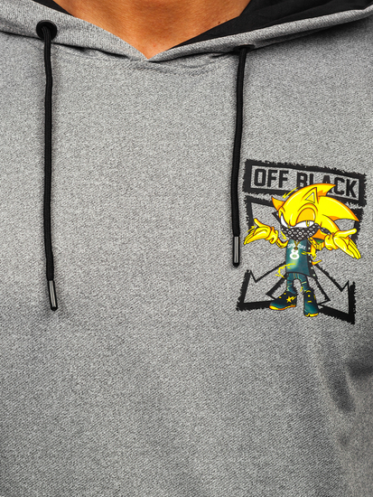 Sweat-shirt imprimé à capuche pour homme gris Bolf HM611