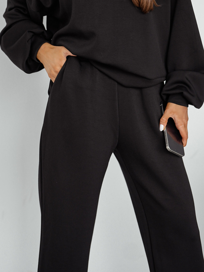 Ensemble de survêtement deux pièces femme avec capuche noir beurre Bolf 525