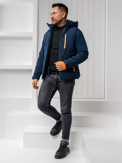 Homme Blouson d'hiver matelassé oversize Bleu foncé Bolf HH011A1