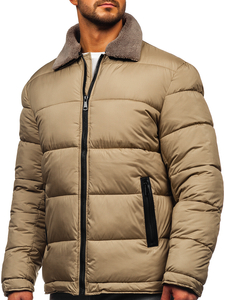 Homme Blouson d'hiver matelassé avec fourrure Beige Bolf 31M5010