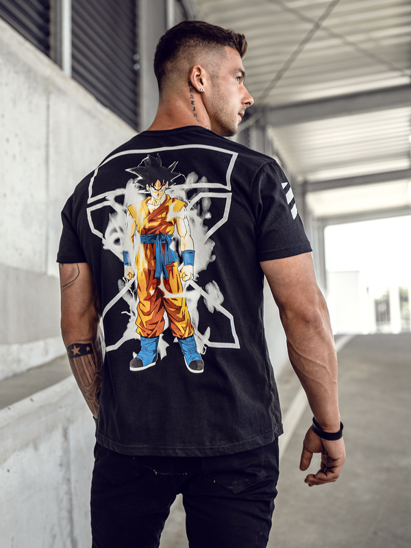 Tee-shirt imprimé pour homme noir Bolf 14404A