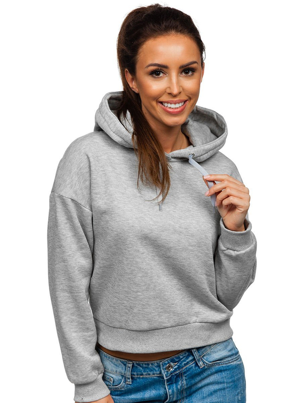 Sweat-shirt à capuche pour femme gris Bolf KSW2019