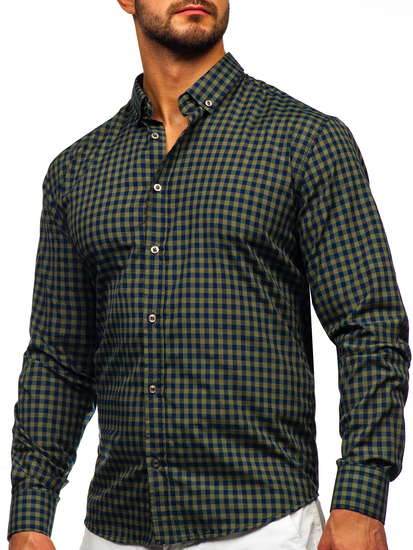 Homme Chemise à carreaux vichy à manche longue Vert Bolf 22747