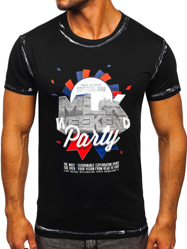 Le t-shirt imprimé pour homme Noir Bolf s028