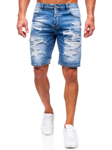 Le short en jean pour homme bleu foncé Bolf RJ953