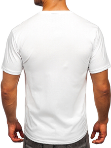 T-shirt homme blanc avec imprimé Bolf 0303