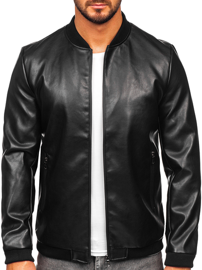 Le blouson bomber en cuir pour femme noir Bolf 11Z8015