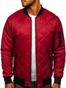 Blouson bomber de transition matelassé pour homme bordeaux Bolf MY-01A