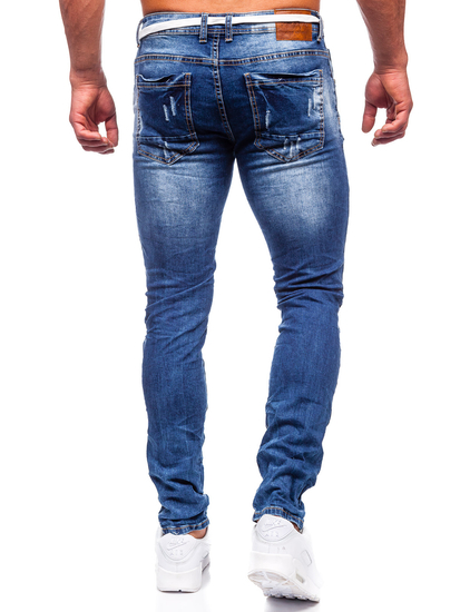 Homme Pantalon en jean slim fit Bleu foncé Bolf E7789